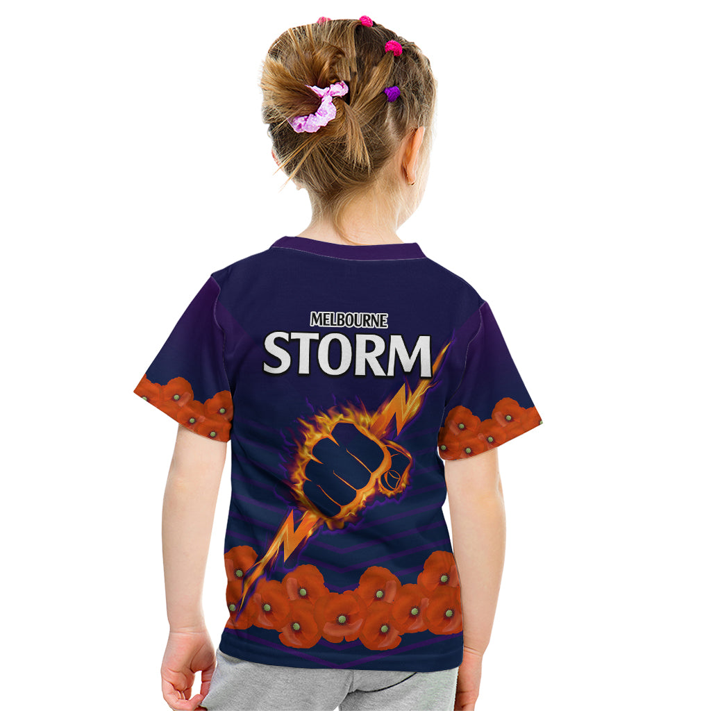 anzac-2023-melbourne-storm-rugby-kid-t-shirt-poppy-flowers-sporty-style