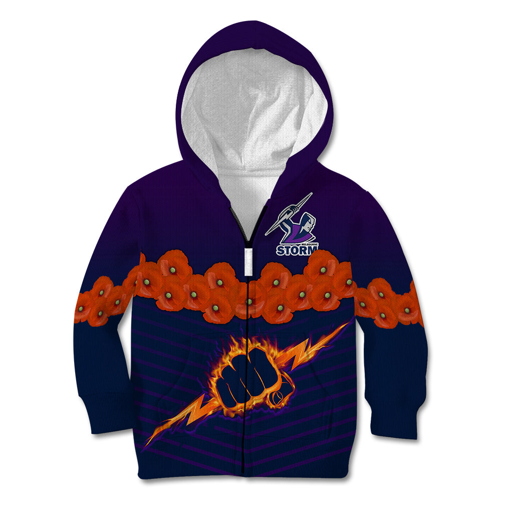 custom-text-and-number-anzac-2023-melbourne-storm-rugby-kid-hoodie-poppy-flowers-sporty-style