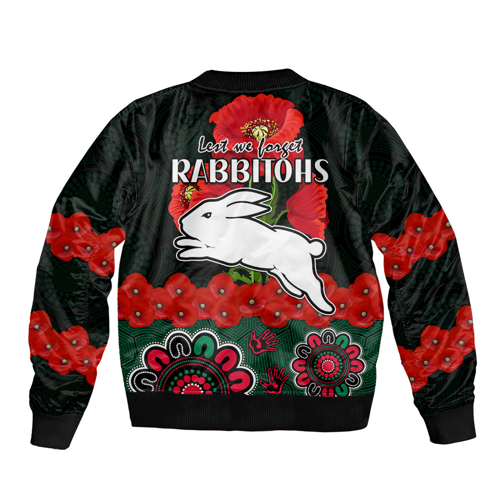 anzac-2023-nrl-rabbitohs-rugby-bomber-jacket-the-bunnies-1908-poppy-flowers-mixed-aboriginal