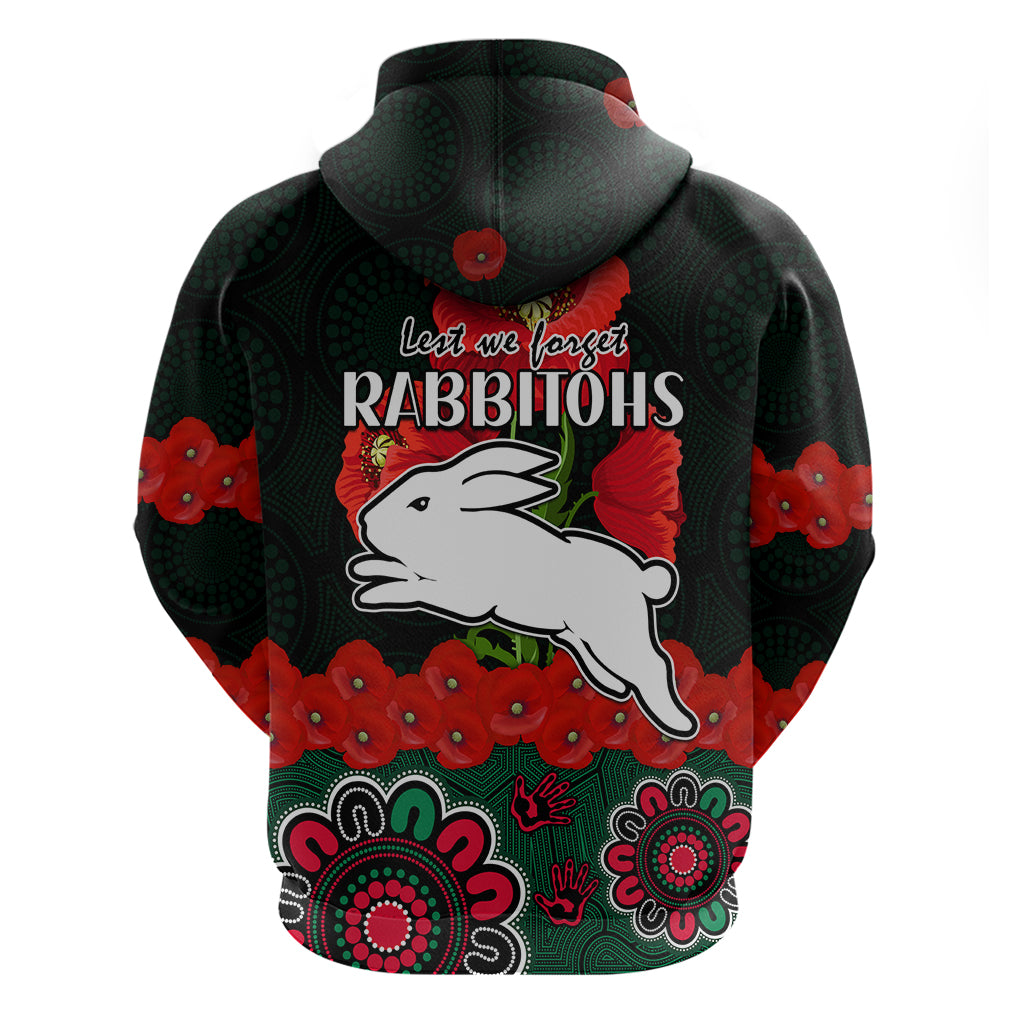 anzac-2023-nrl-rabbitohs-rugby-hoodie-the-bunnies-1908-poppy-flowers-mixed-aboriginal