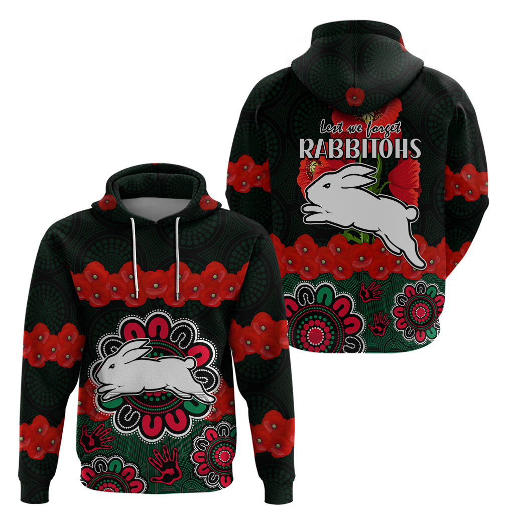 anzac-2023-nrl-rabbitohs-rugby-hoodie-the-bunnies-1908-poppy-flowers-mixed-aboriginal