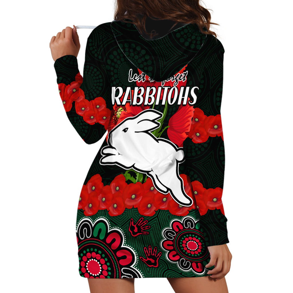 anzac-2023-nrl-rabbitohs-rugby-hoodie-dress-the-bunnies-1908-poppy-flowers-mixed-aboriginal