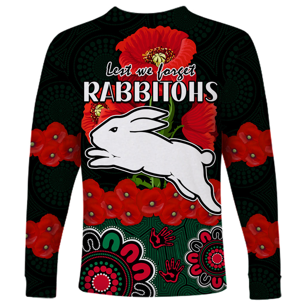 anzac-2023-nrl-rabbitohs-rugby-long-sleeve-shirt-the-bunnies-1908-poppy-flowers-mixed-aboriginal