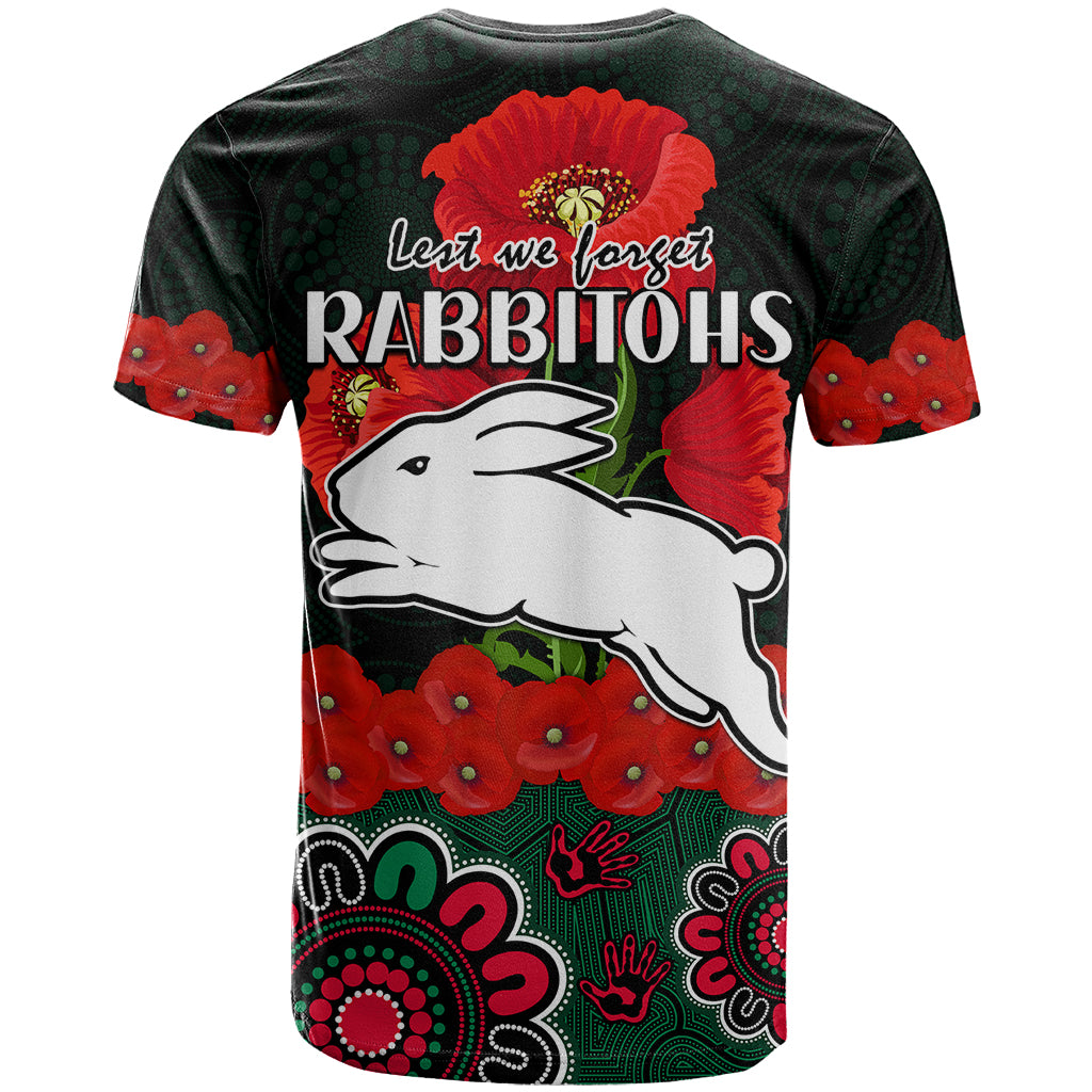 anzac-2023-nrl-rabbitohs-rugby-t-shirt-the-bunnies-1908-poppy-flowers-mixed-aboriginal