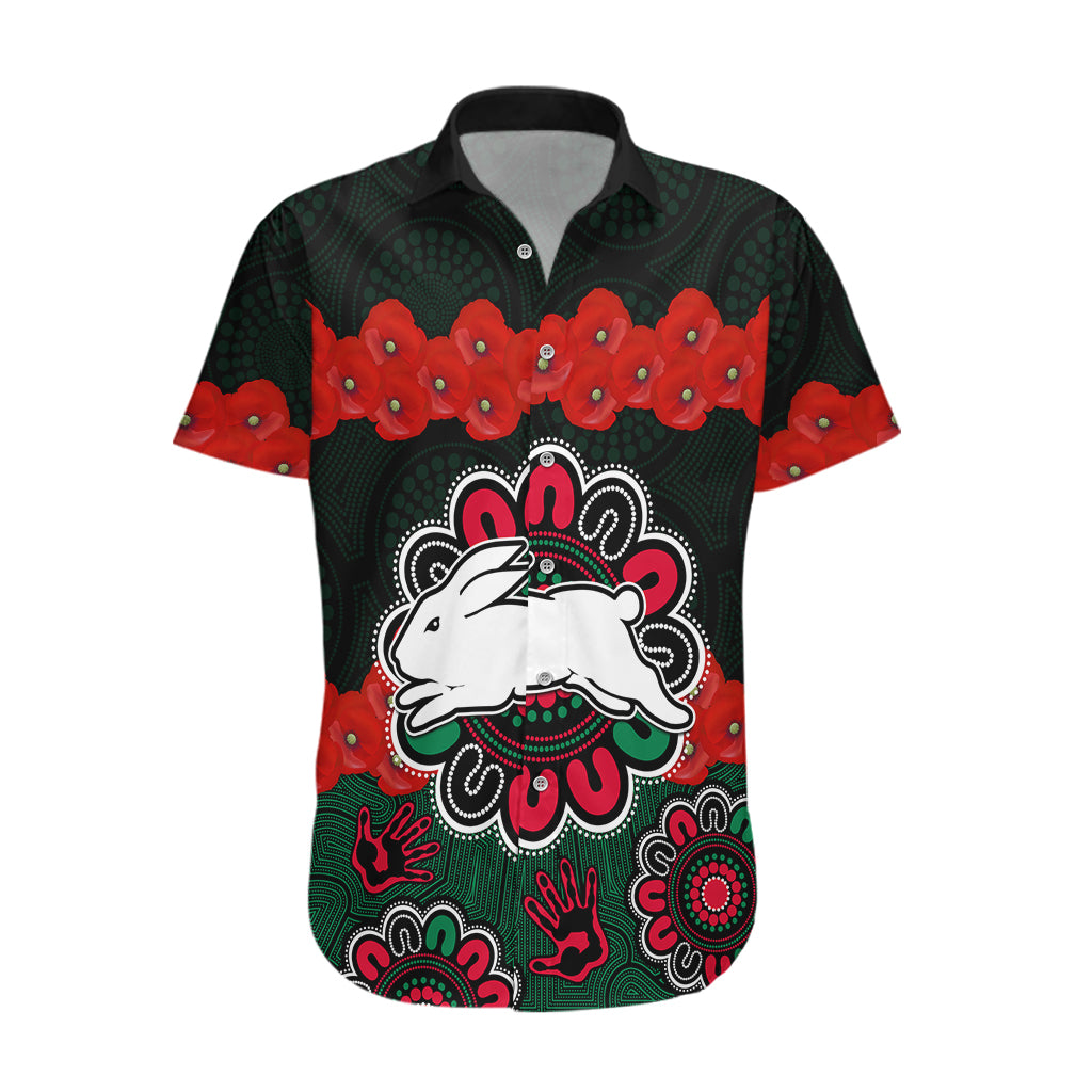 custom-text-and-number-anzac-2023-nrl-rabbitohs-rugby-hawaiian-shirt-the-bunnies-1908-poppy-flowers-mixed-aboriginal