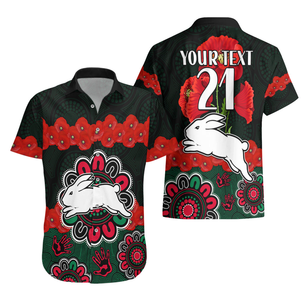 custom-text-and-number-anzac-2023-nrl-rabbitohs-rugby-hawaiian-shirt-the-bunnies-1908-poppy-flowers-mixed-aboriginal