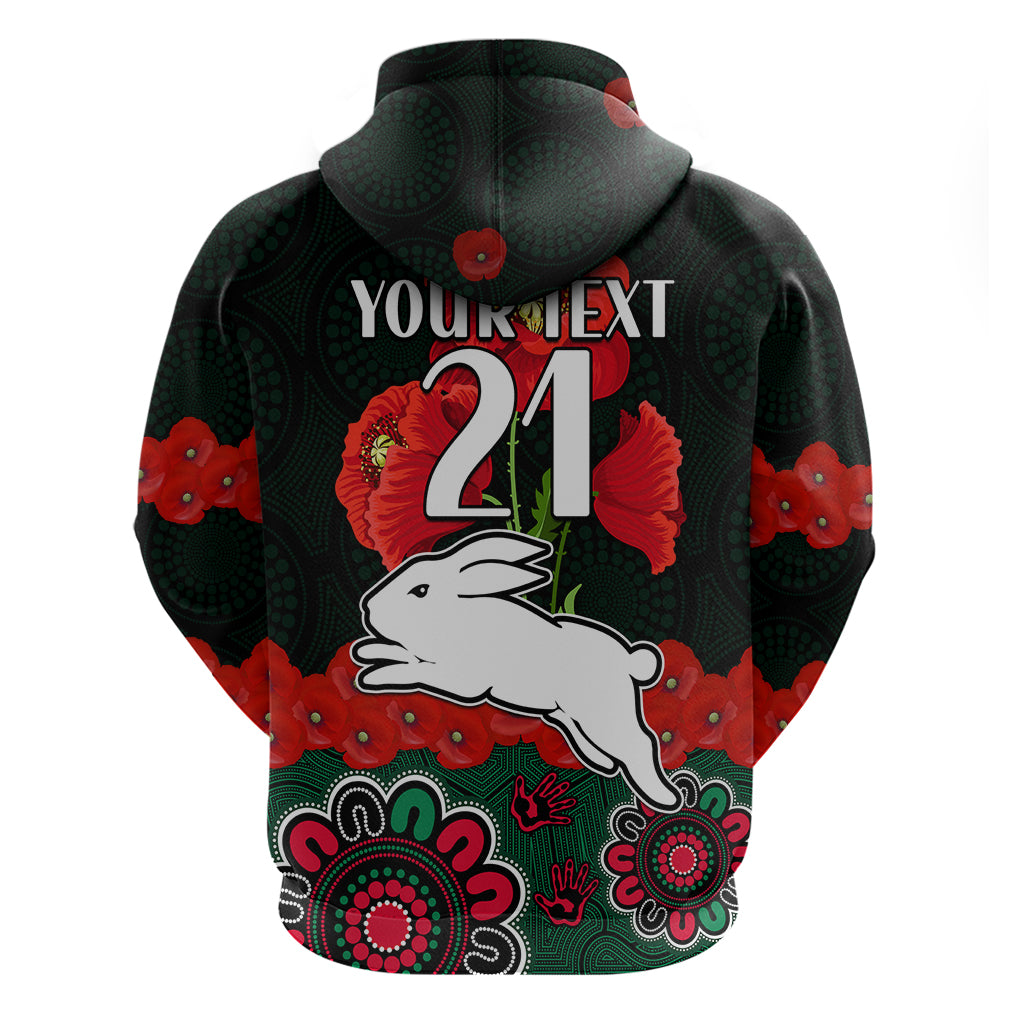 custom-text-and-number-anzac-2023-nrl-rabbitohs-rugby-hoodie-the-bunnies-1908-poppy-flowers-mixed-aboriginal