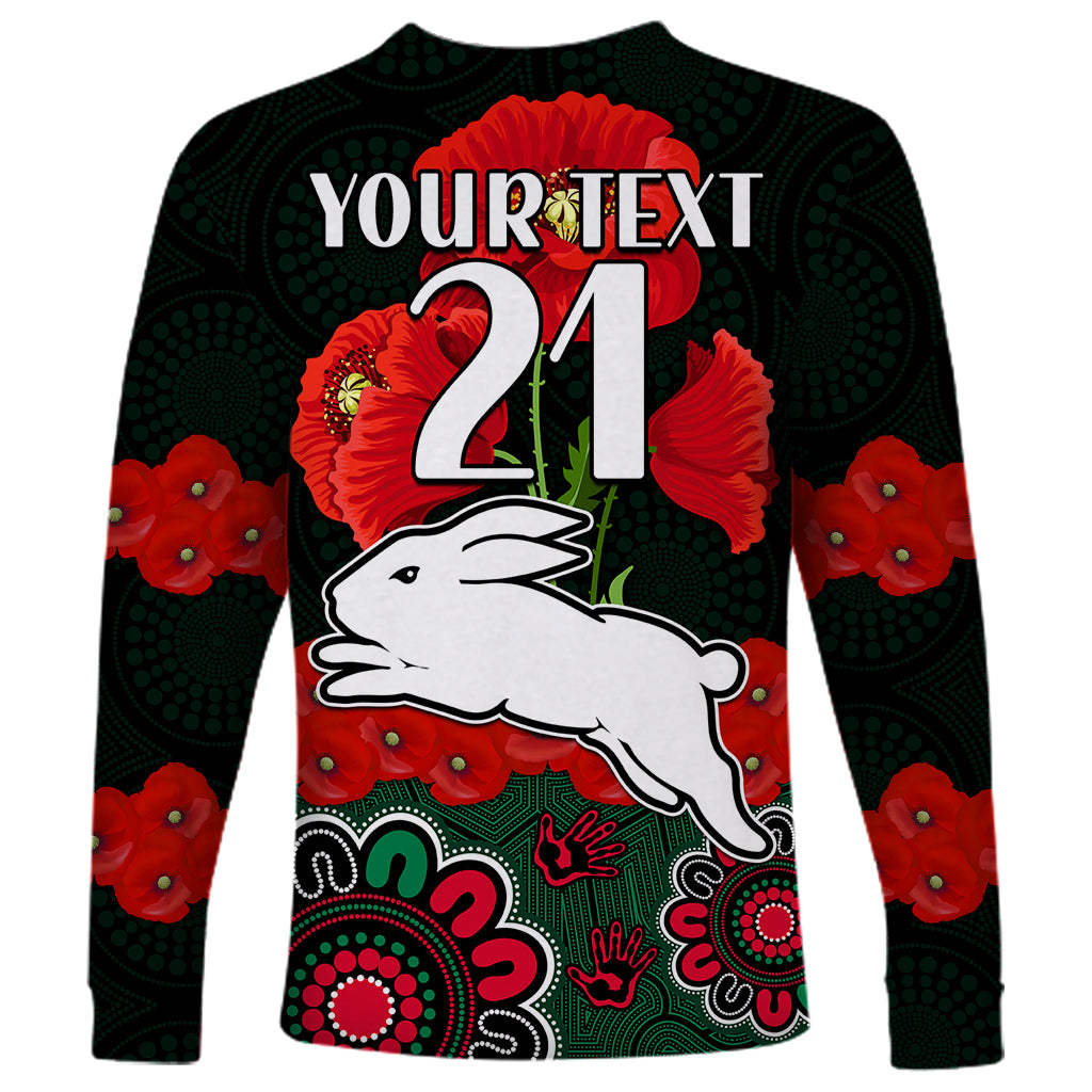 custom-text-and-number-anzac-2023-nrl-rabbitohs-rugby-long-sleeve-shirt-the-bunnies-1908-poppy-flowers-mixed-aboriginal