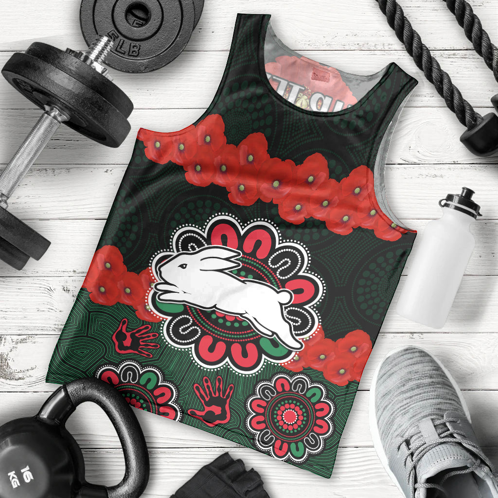 custom-text-and-number-anzac-2023-nrl-rabbitohs-rugby-men-tank-top-the-bunnies-1908-poppy-flowers-mixed-aboriginal