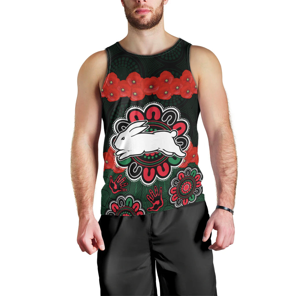 custom-text-and-number-anzac-2023-nrl-rabbitohs-rugby-men-tank-top-the-bunnies-1908-poppy-flowers-mixed-aboriginal