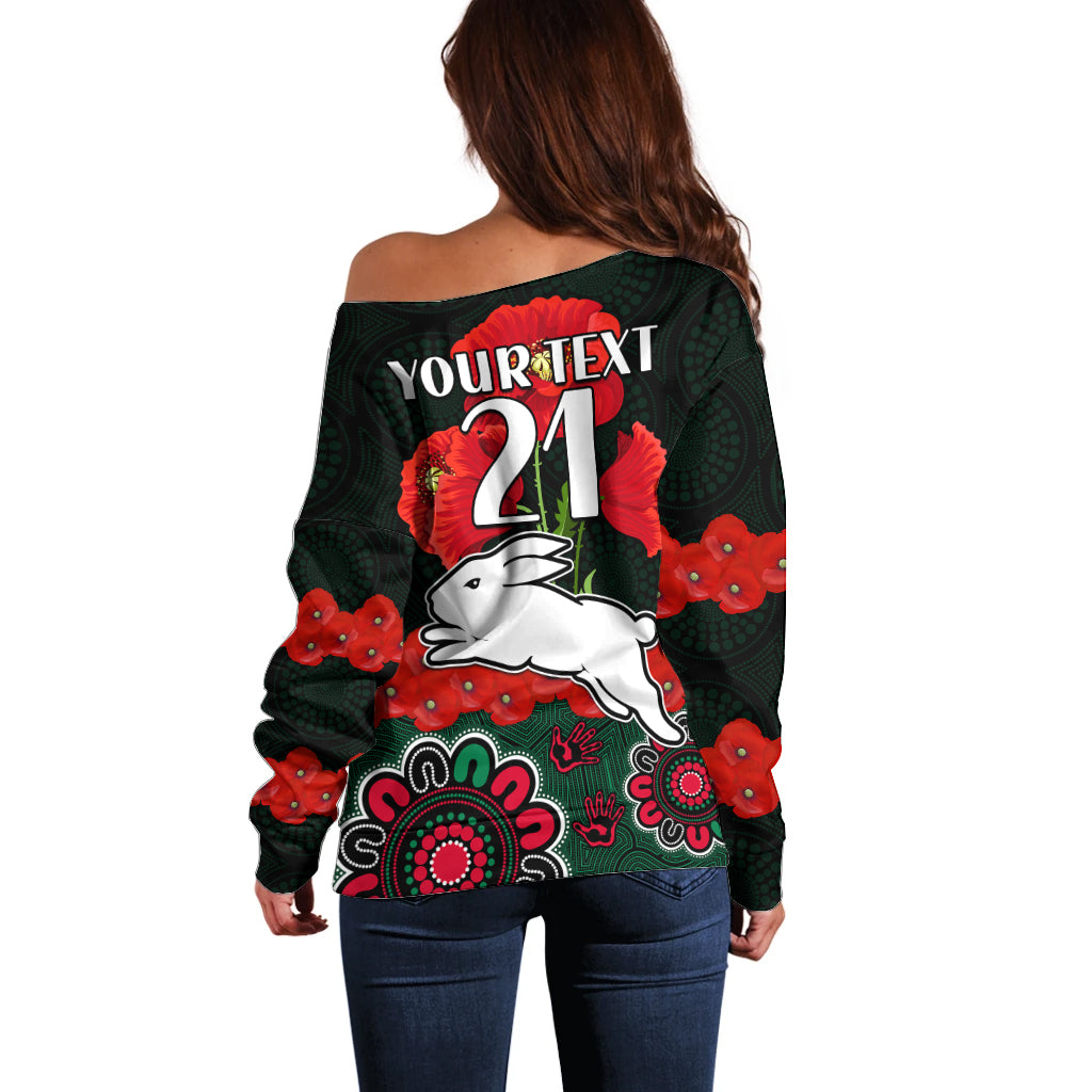 custom-text-and-number-anzac-2023-nrl-rabbitohs-rugby-off-shoulder-sweater-the-bunnies-1908-poppy-flowers-mixed-aboriginal