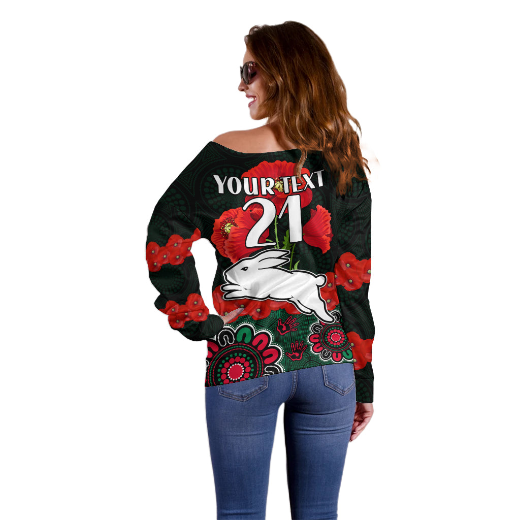 custom-text-and-number-anzac-2023-nrl-rabbitohs-rugby-off-shoulder-sweater-the-bunnies-1908-poppy-flowers-mixed-aboriginal