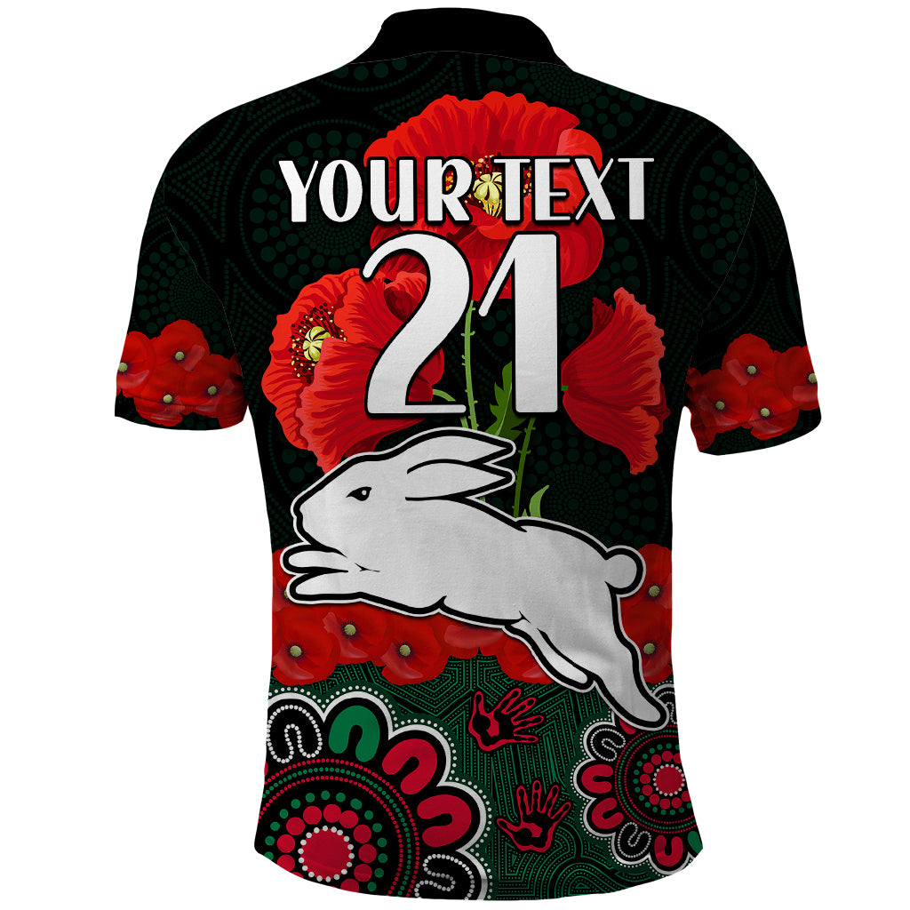 custom-text-and-number-anzac-2023-nrl-rabbitohs-rugby-polo-shirt-the-bunnies-1908-poppy-flowers-mixed-aboriginal