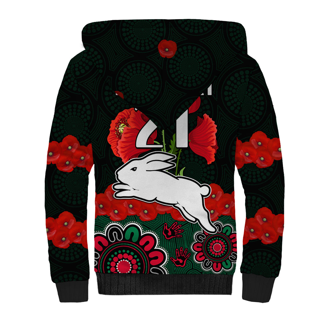 custom-text-and-number-anzac-2023-nrl-rabbitohs-rugby-sherpa-hoodie-the-bunnies-1908-poppy-flowers-mixed-aboriginal