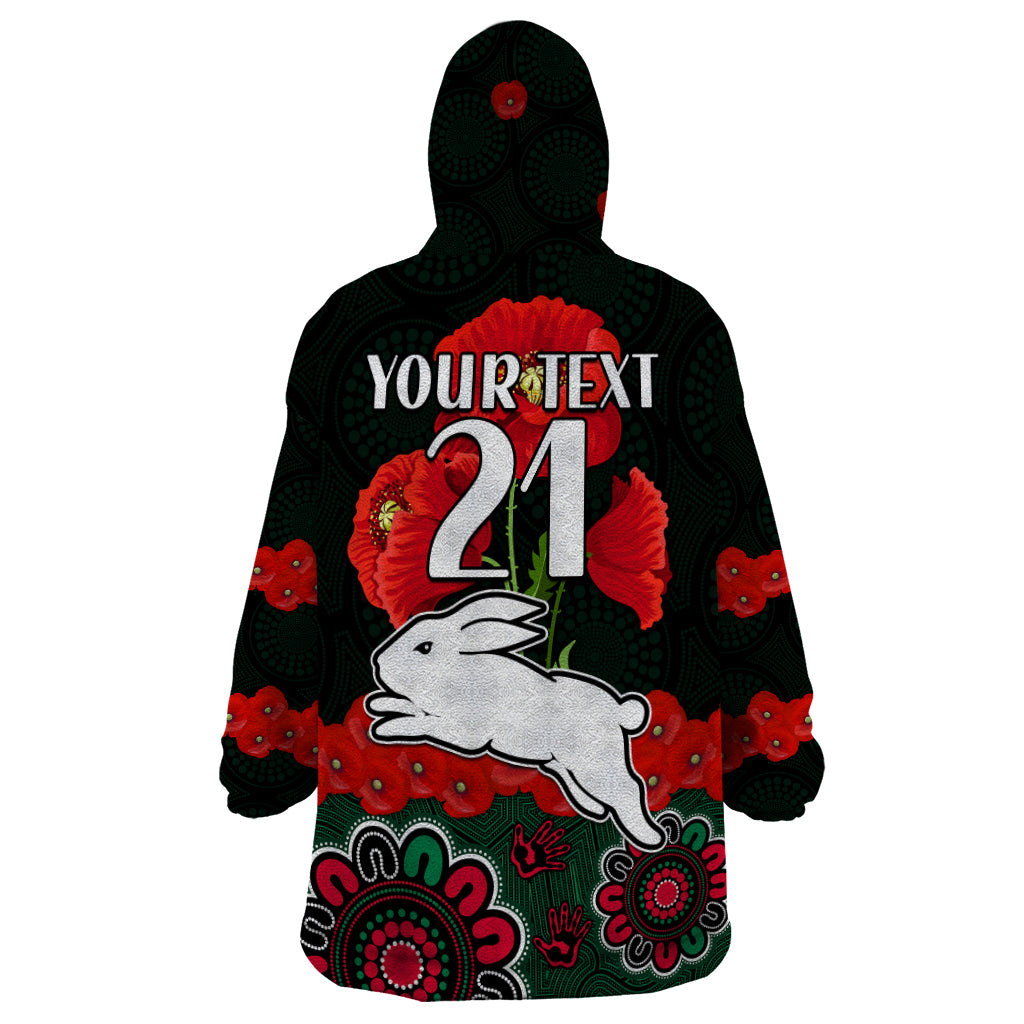 custom-text-and-number-anzac-2023-nrl-rabbitohs-rugby-wearable-blanket-hoodie-the-bunnies-1908-poppy-flowers-mixed-aboriginal