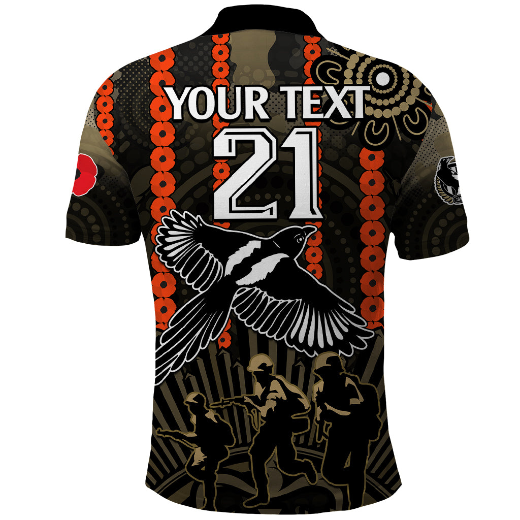 custom-text-and-number-anzac-collingwood-football-polo-shirt-proud-to-be-magpies-poppy-flowers-and-aboriginal-version