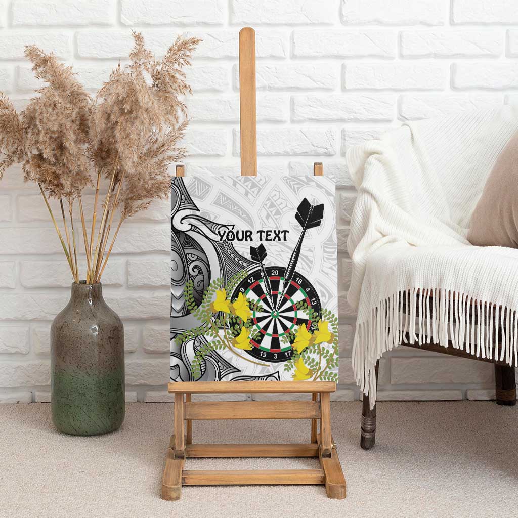 Personalised New Zealand Darts Canvas Wall Art Kowhai Floral with Maori Tattoo