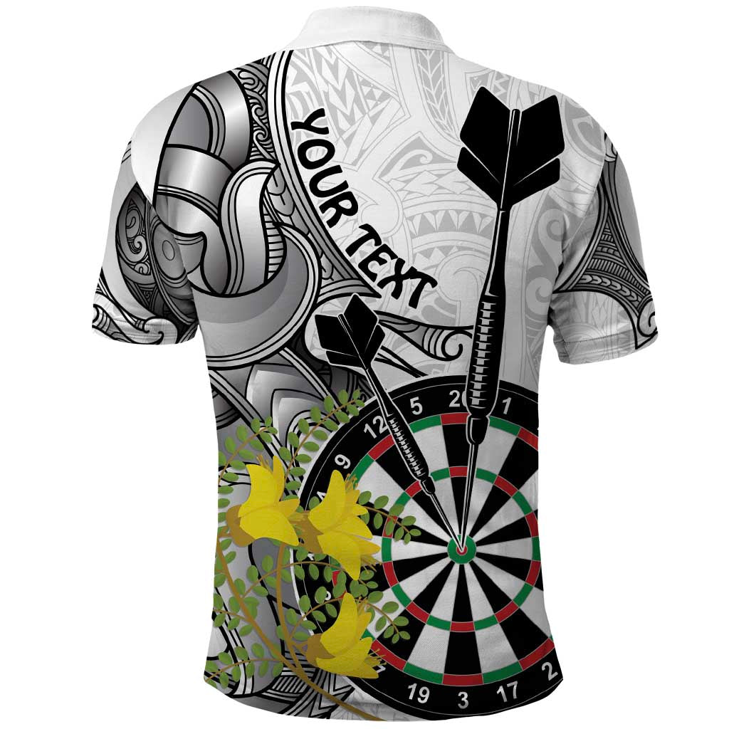 Personalised New Zealand Darts Polo Shirt Kowhai Floral with Maori Tattoo