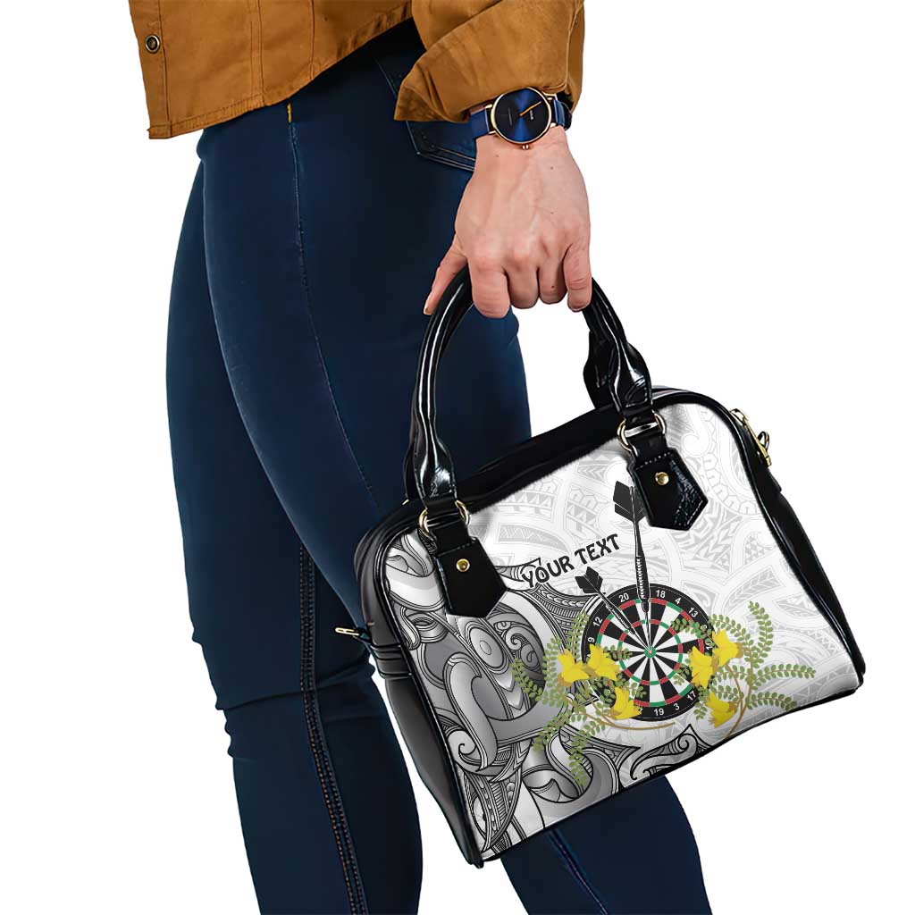 Personalised New Zealand Darts Shoulder Handbag Kowhai Floral with Maori Tattoo