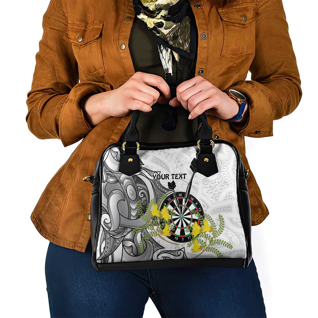 Personalised New Zealand Darts Shoulder Handbag Kowhai Floral with Maori Tattoo