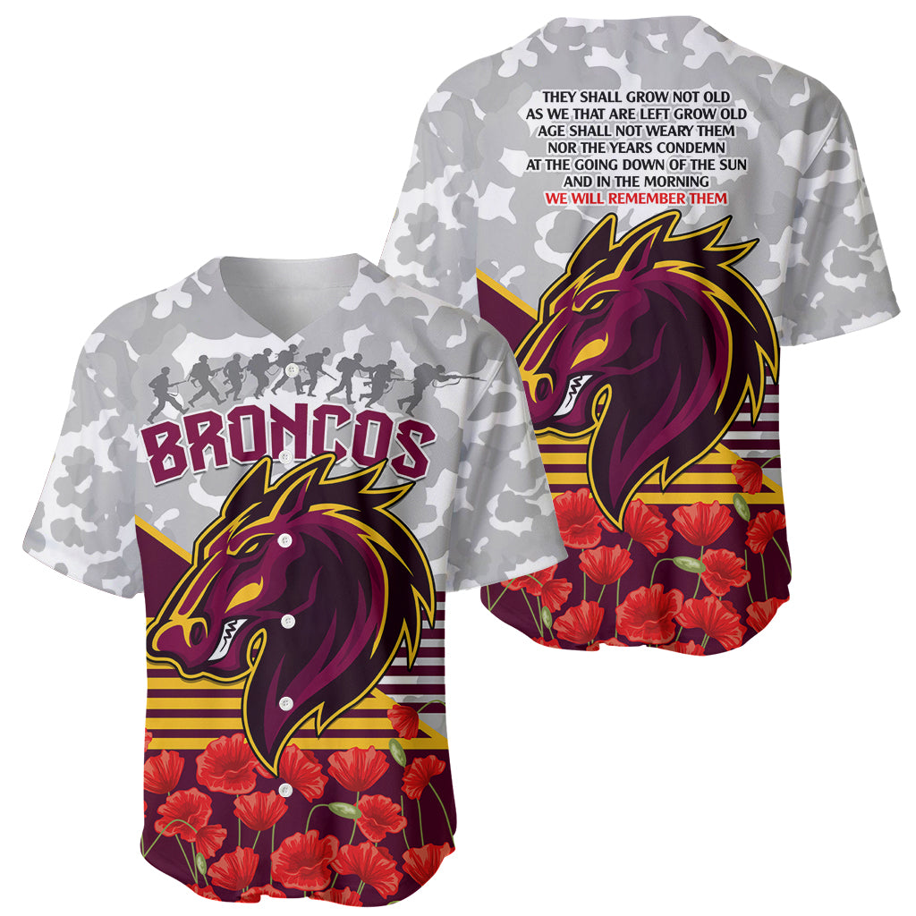 Broncos Rugby ANZAC Day 2024 Baseball Jersey Camouflage Style