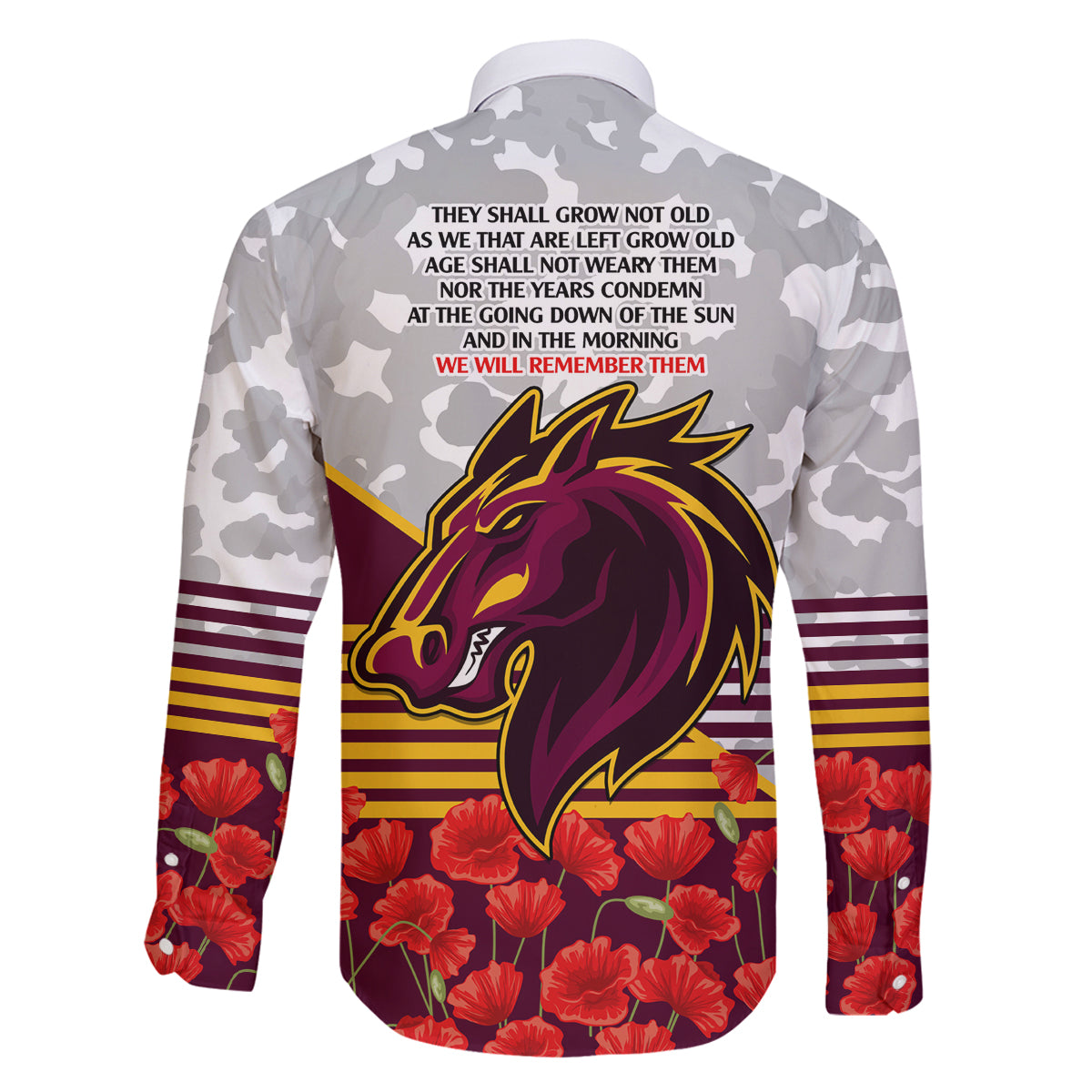 Broncos Rugby ANZAC Day 2024 Family Matching Off Shoulder Long Sleeve Dress and Hawaiian Shirt Camouflage Style