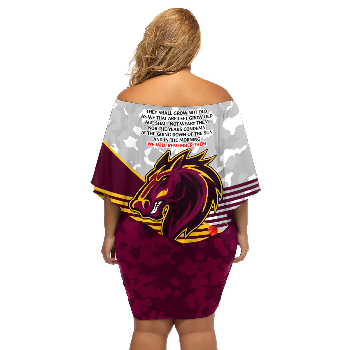 Broncos Rugby ANZAC Day 2024 Family Matching Off Shoulder Short Dress and Hawaiian Shirt Camouflage Style