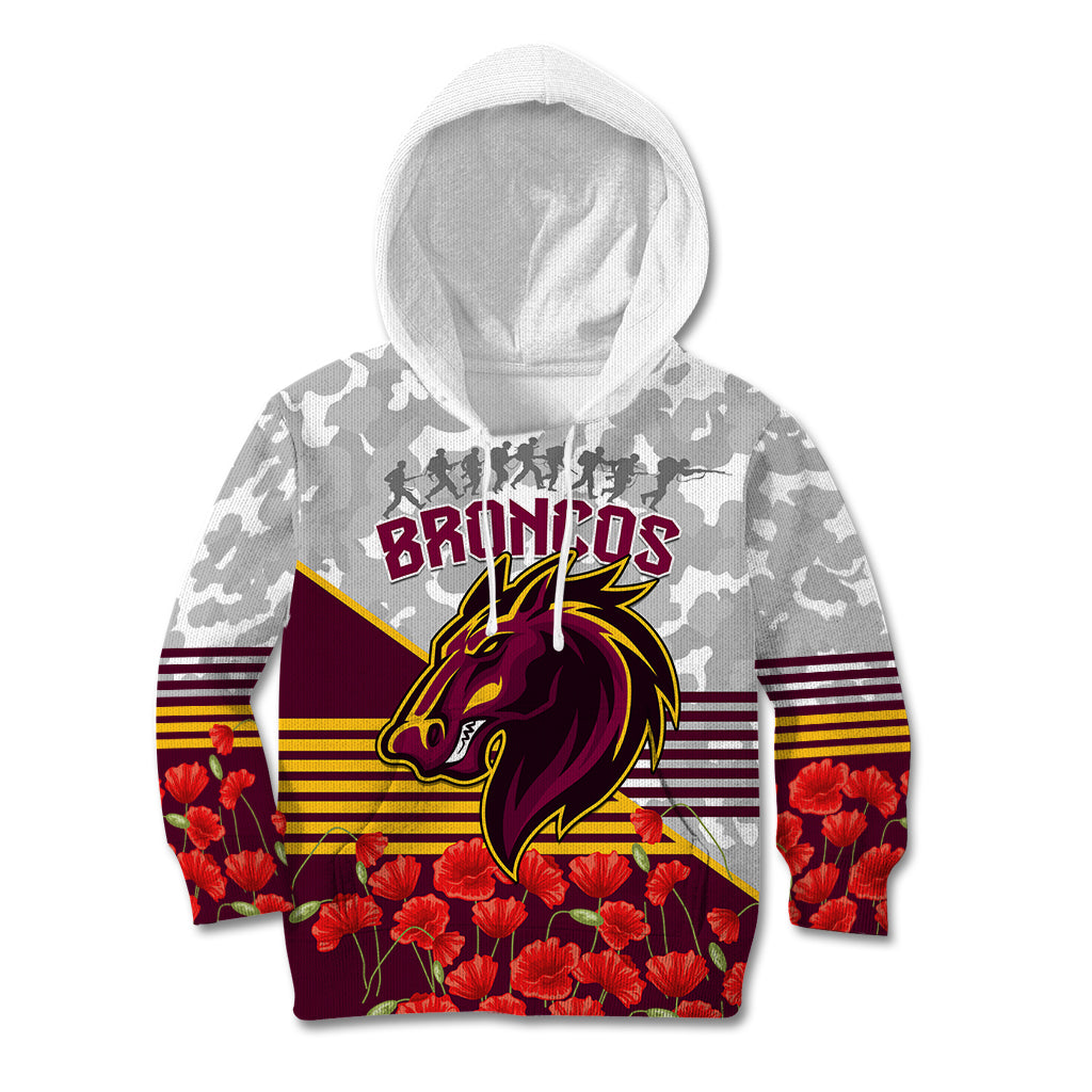 Broncos Rugby ANZAC Day 2024 Kid Hoodie Camouflage Style