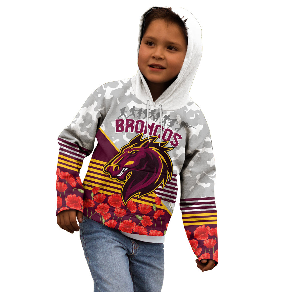 Broncos Rugby ANZAC Day 2024 Kid Hoodie Camouflage Style