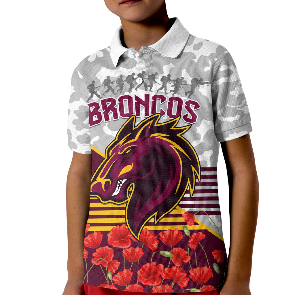 Broncos Rugby ANZAC Day 2024 Kid Polo Shirt Camouflage Style