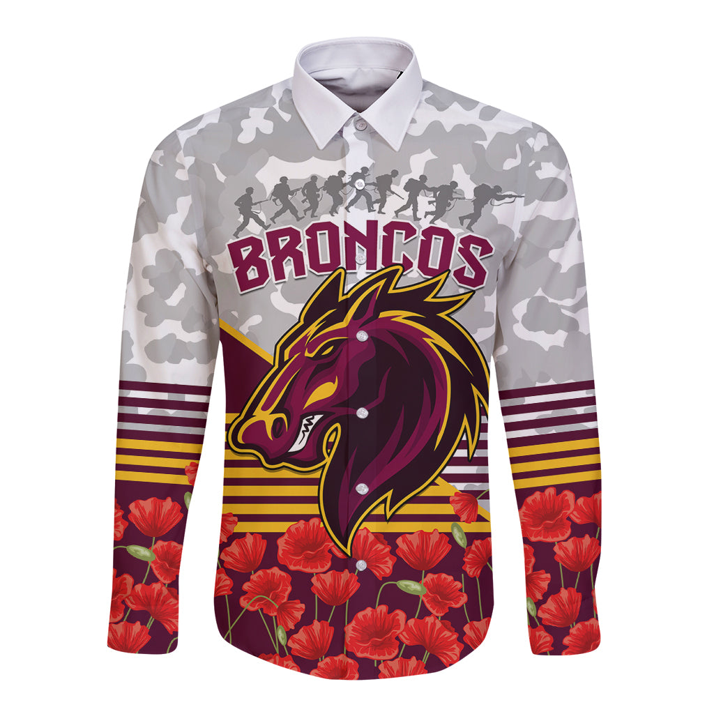 Broncos Rugby ANZAC Day 2024 Long Sleeve Button Shirt Camouflage Style