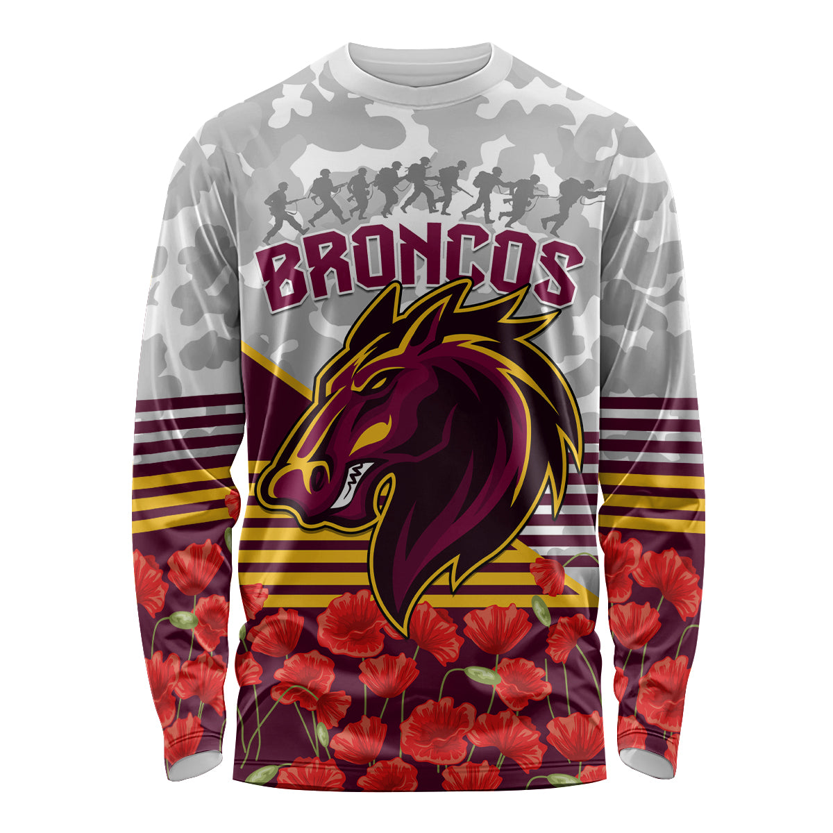 Broncos Rugby ANZAC Day 2024 Long Sleeve Shirt Camouflage Style