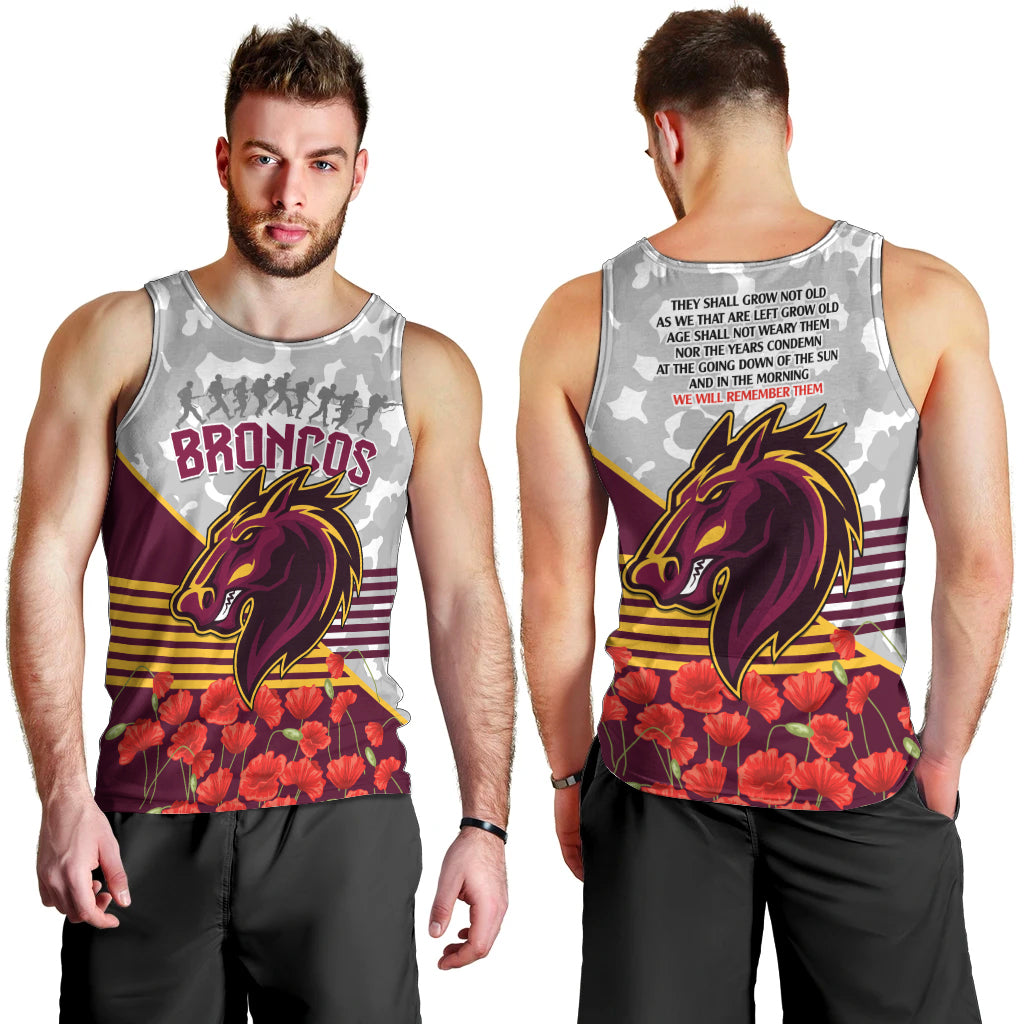 Broncos Rugby ANZAC Day 2024 Men Tank Top Camouflage Style