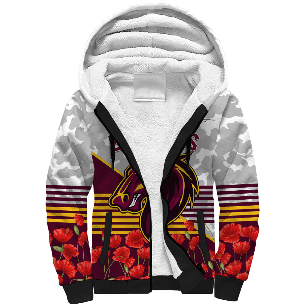 Broncos Rugby ANZAC Day 2024 Sherpa Hoodie Camouflage Style