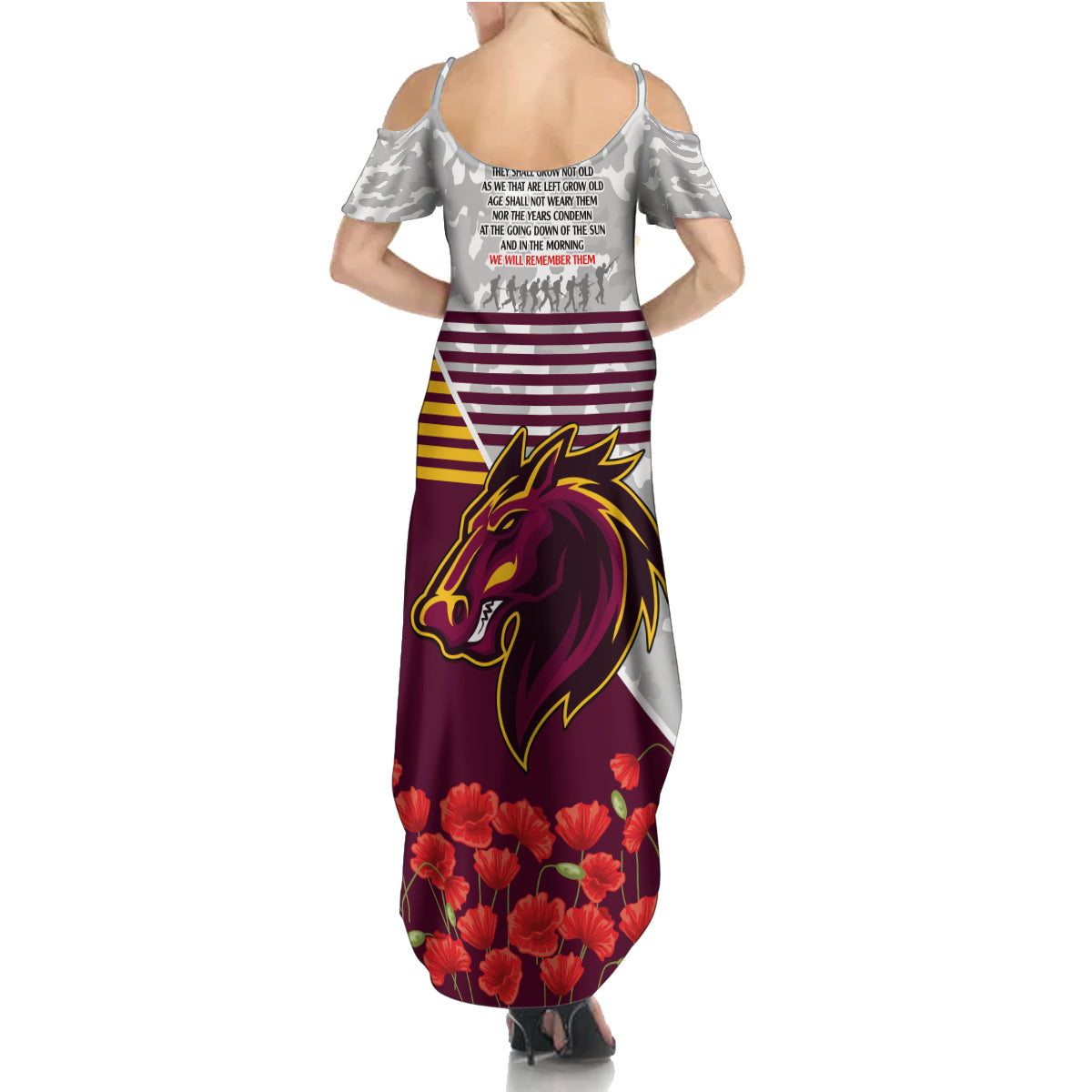 Broncos Rugby ANZAC Day 2024 Summer Maxi Dress Camouflage Style