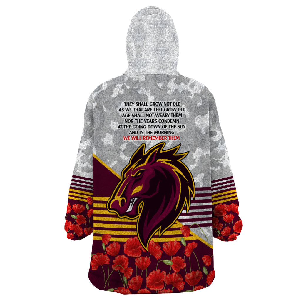 Broncos Rugby ANZAC Day 2024 Wearable Blanket Hoodie Camouflage Style