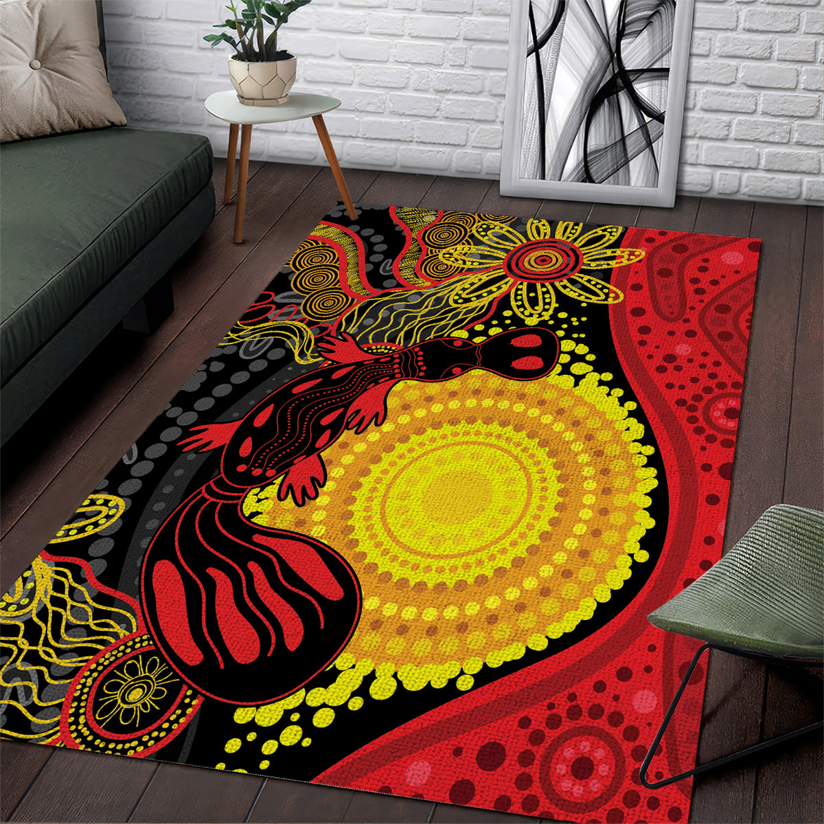 Platypus Aboriginal Art Style Area Rug