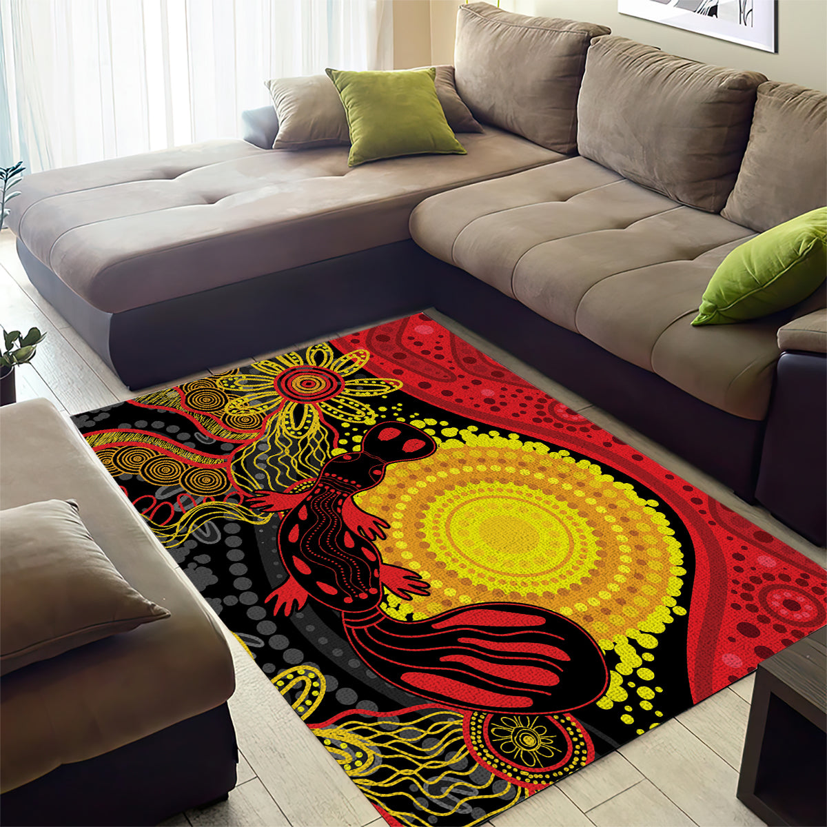 Platypus Aboriginal Art Style Area Rug