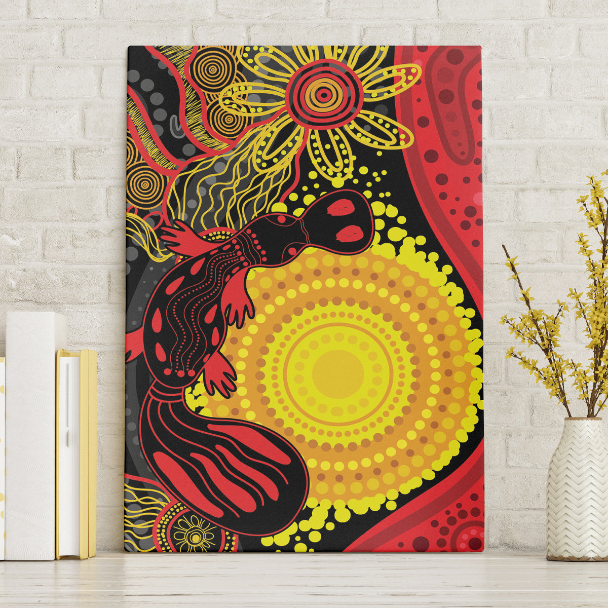 Platypus Aboriginal Art Style Canvas Wall Art