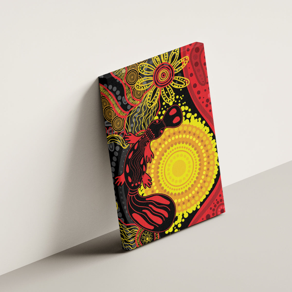 Platypus Aboriginal Art Style Canvas Wall Art