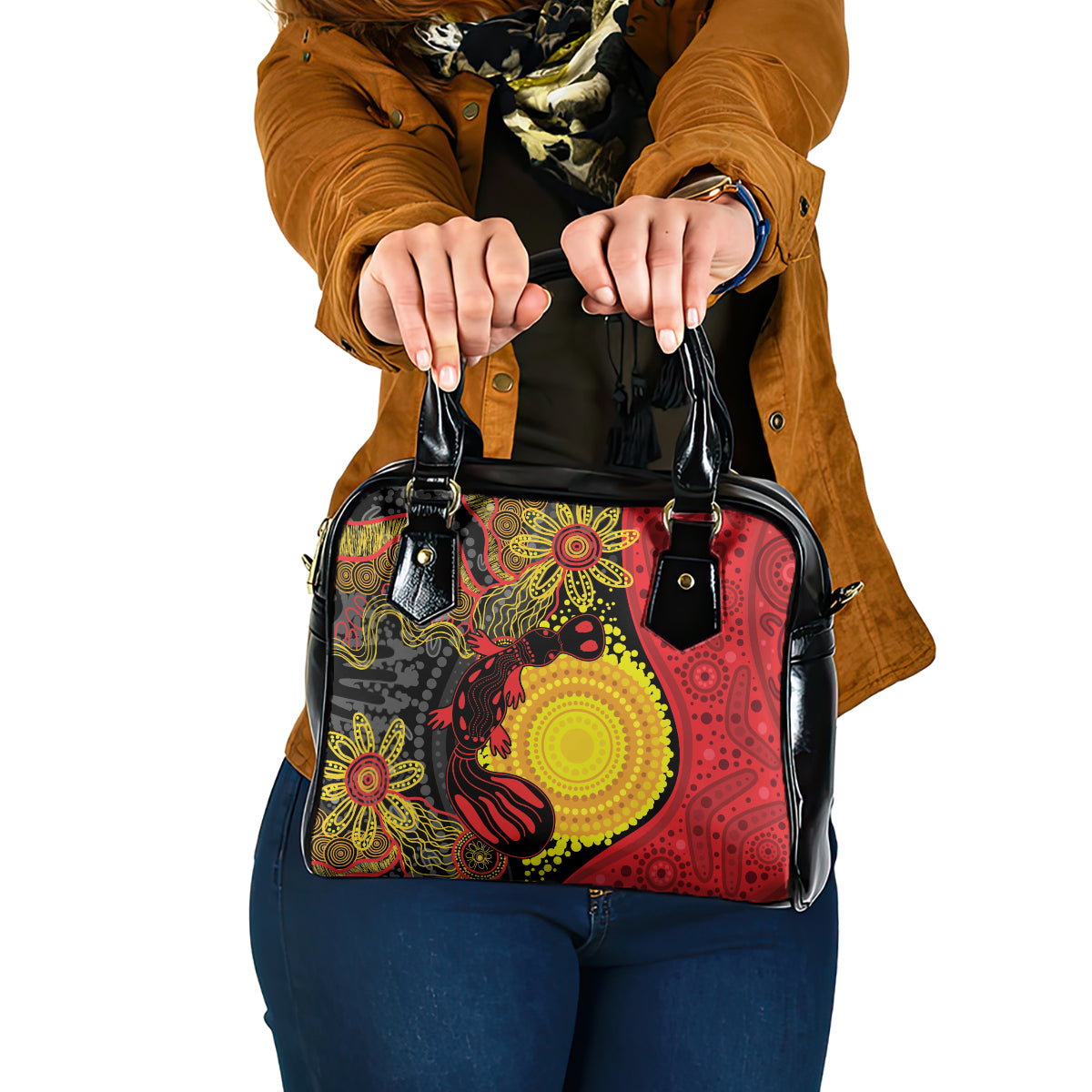 Platypus Aboriginal Art Style Shoulder Handbag