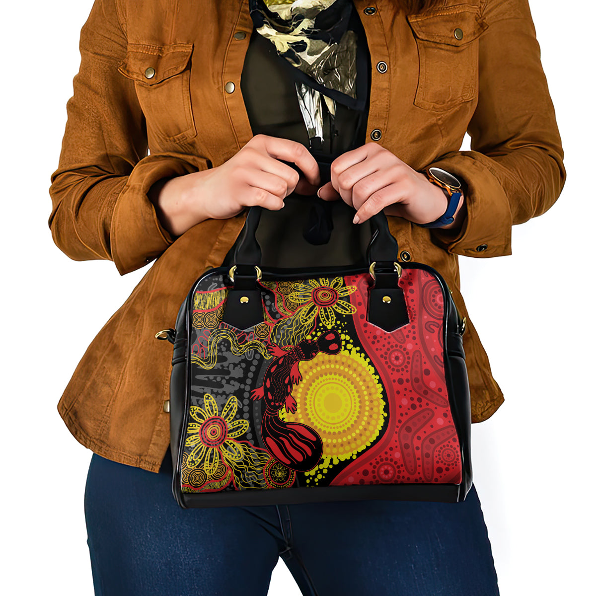 Platypus Aboriginal Art Style Shoulder Handbag