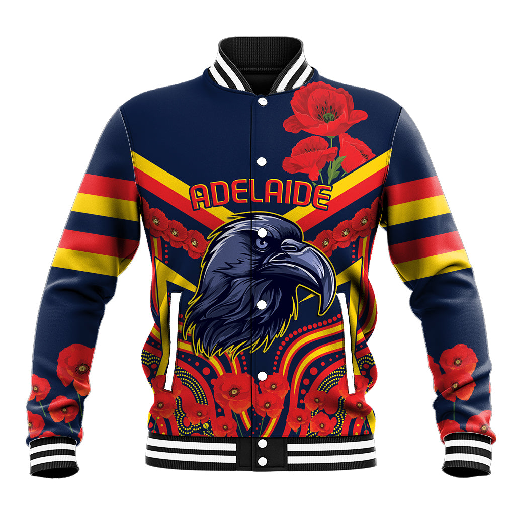 Custom Crows Football ANZAC Baseball Jacket Poppy Soldier With Aboriginal Dots Art