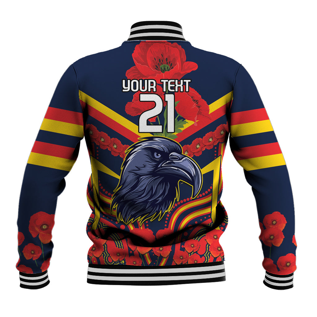 Custom Crows Football ANZAC Baseball Jacket Poppy Soldier With Aboriginal Dots Art