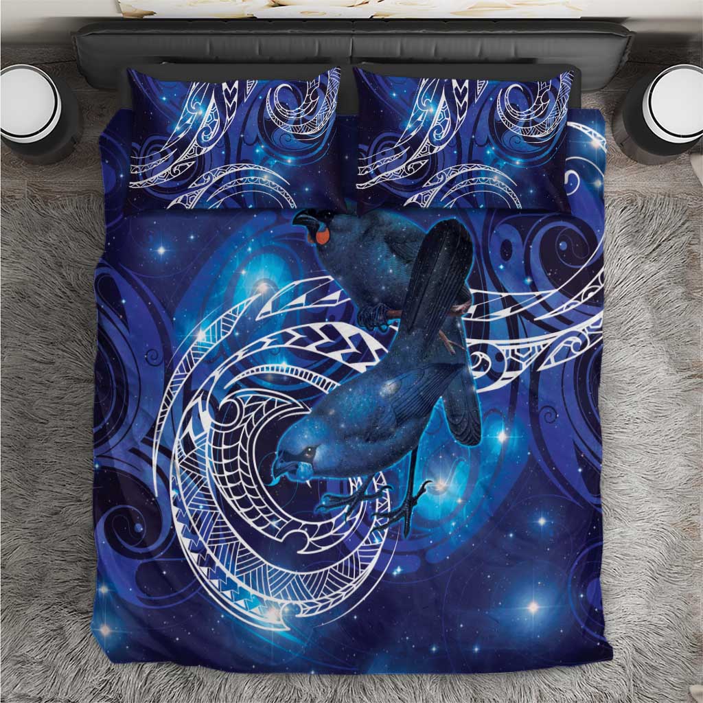 North Island Kokako and South Island Kokako Bedding Set New Zealand Native Bird with Galaxy Vibe