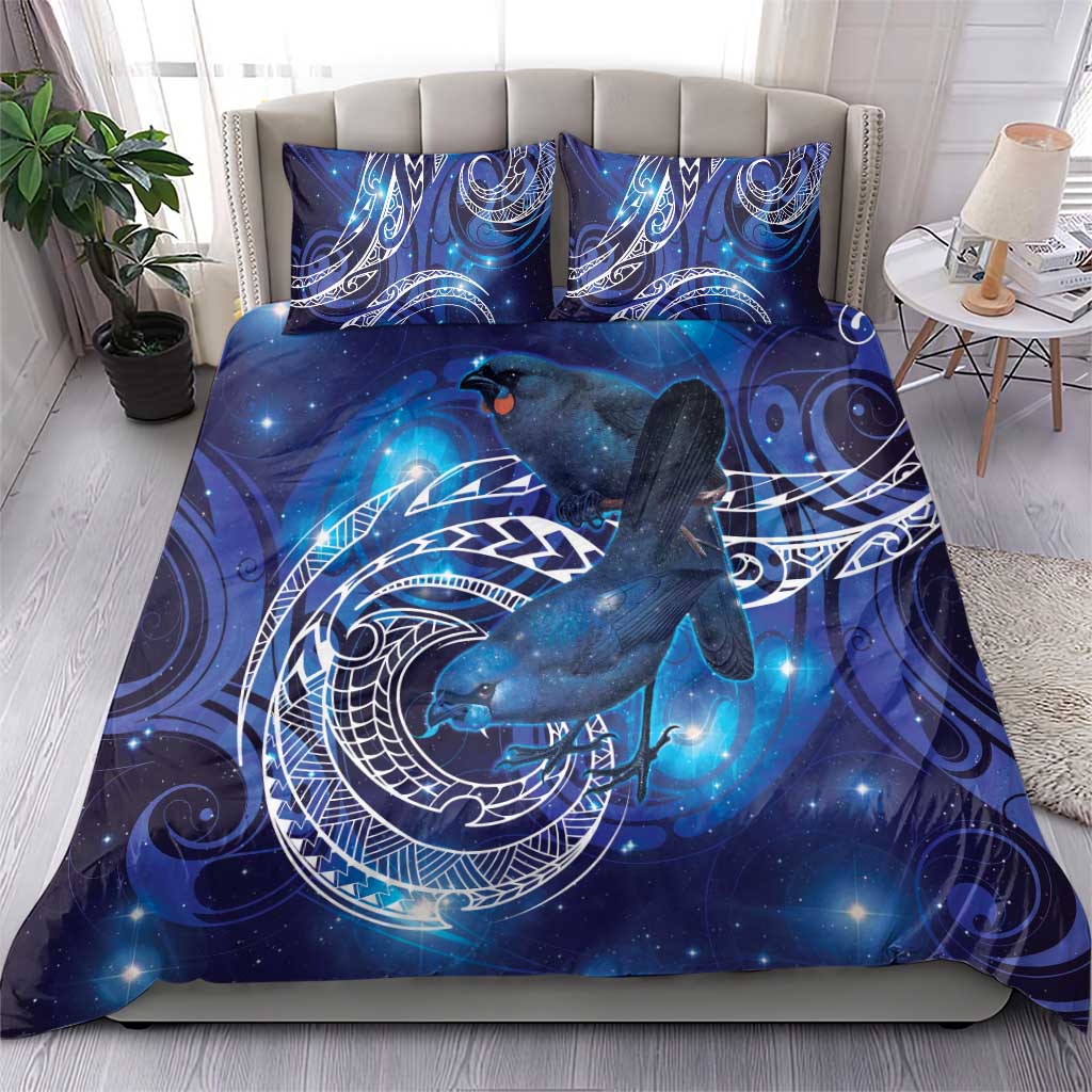 North Island Kokako and South Island Kokako Bedding Set New Zealand Native Bird with Galaxy Vibe