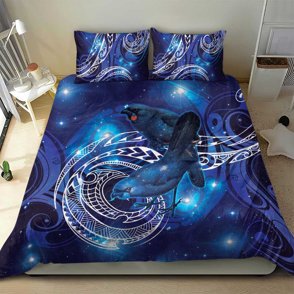 North Island Kokako and South Island Kokako Bedding Set New Zealand Native Bird with Galaxy Vibe