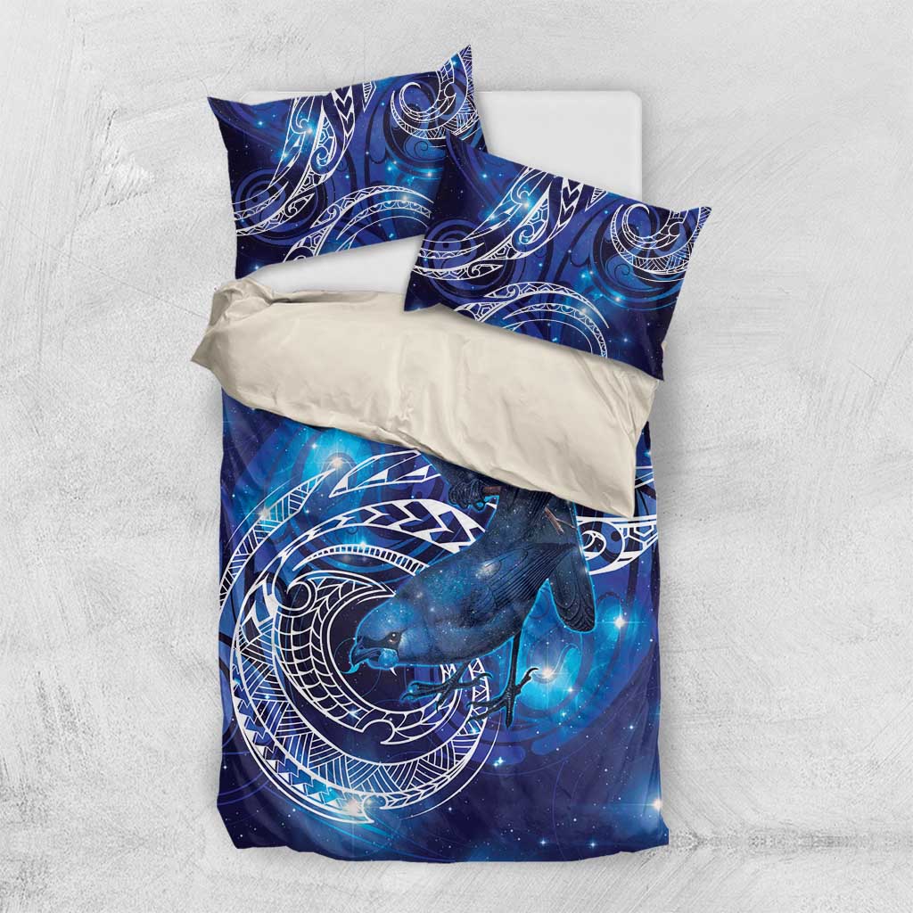 North Island Kokako and South Island Kokako Bedding Set New Zealand Native Bird with Galaxy Vibe