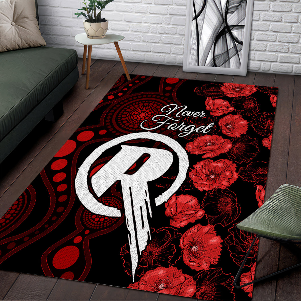 renegades-cricket-never-forget-custom-area-rug-anzac-day-with-poppy-aboriginal