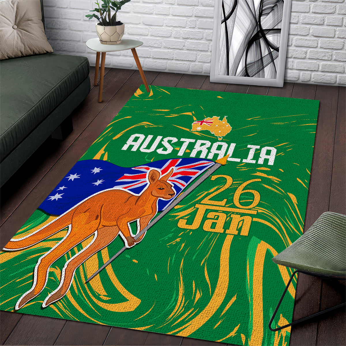 Proud To Be Australia Day Area Rug Kangaroo with National Color